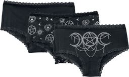 3 Pack Panties with Witchy Prints, Gothicana by EMP, Panty-Set