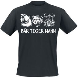 Bär Tiger Mann, Tierisch, T-Shirt Manches courtes