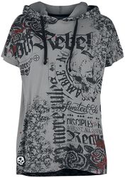 T-shirt Décontracté Avec Imprimés & Capuche, Rock Rebel by EMP, T-Shirt Manches courtes