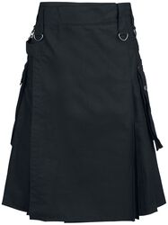 Schwarzer Kilt mit seitlichen Taschen und Falten hinten