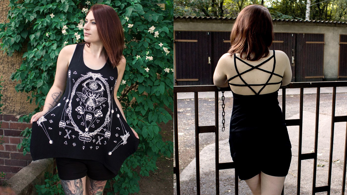 Vitriol Skull Mesh Top von Jawbreaker und Alana Top von Gothicana By EMP