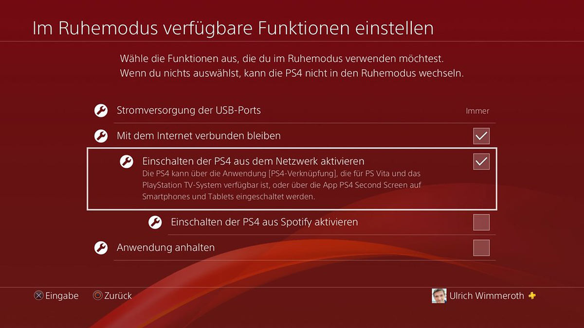 In den Einstellungen müssen nur Kleinigkeiten geändert werden. Screenshot: Sony/Ulrich Wimmeroth.